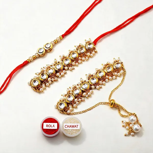 White_Rakhi,_Lumba,_Bracelet,_Chawal_Roli_Pack_Alloy_For_Brother_And_Sister-In-Law_Pack_Of_2