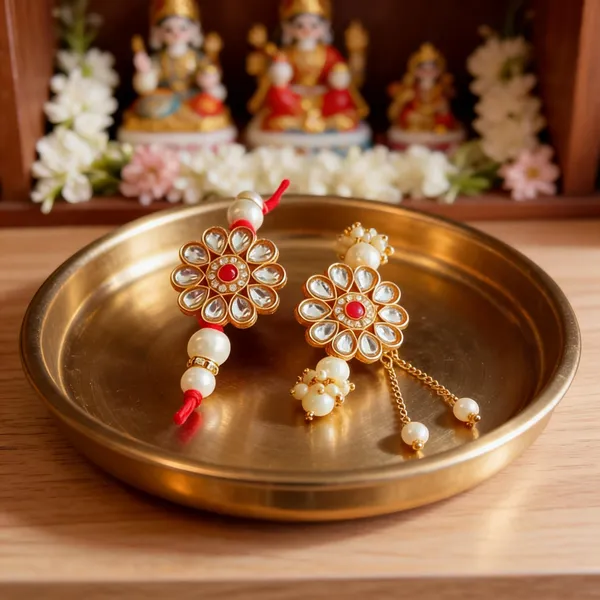 White_And_Maroon_Rakhi,_Lumba_Alloy_For_Brother_And_Sister-In-Law_Pack_Of_2