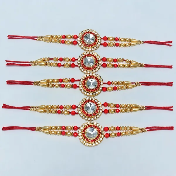 White_And_Red_And_Lcd_Rakhi,_Lumba_Alloy_For_Brother_And_Sister-In-Law_Pack_Of_1
