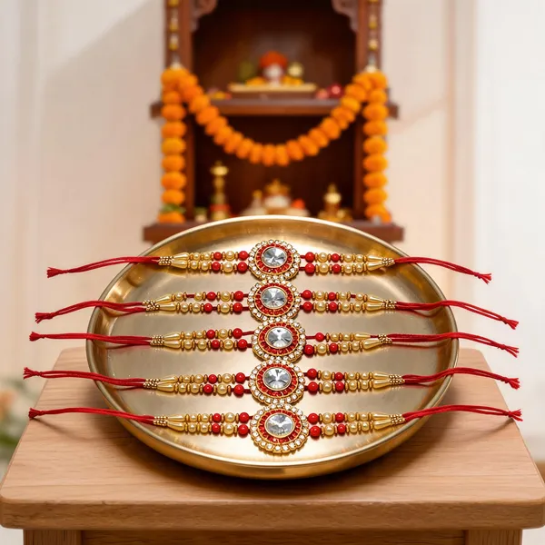 White_And_Red_And_Lcd_Rakhi,_Lumba_Alloy_For_Brother_And_Sister-In-Law_Pack_Of_1