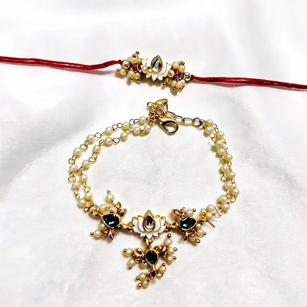 White_Rakhi,_Lumba,_Bracelet,_Chawal_Roli_Pack_Alloy_For_Brother_And_Sister-In-Law_Pack_Of_2
