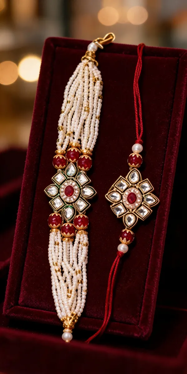 Red_And_White_Rakhi,_Lumba,_Bracelet,_Chawal_Roli_Pack_Alloy_For_Brother_And_Sister-In-Law_Pack_Of_2