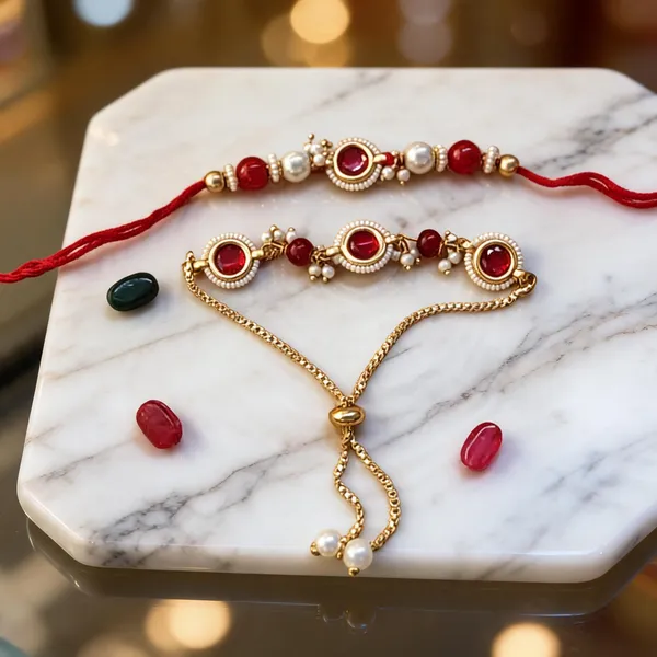 Red_And_White_Rakhi,_Lumba,_Bracelet,_Chawal_Roli_Pack_Alloy_For_Brother_And_Sister-In-Law_Pack_Of_2