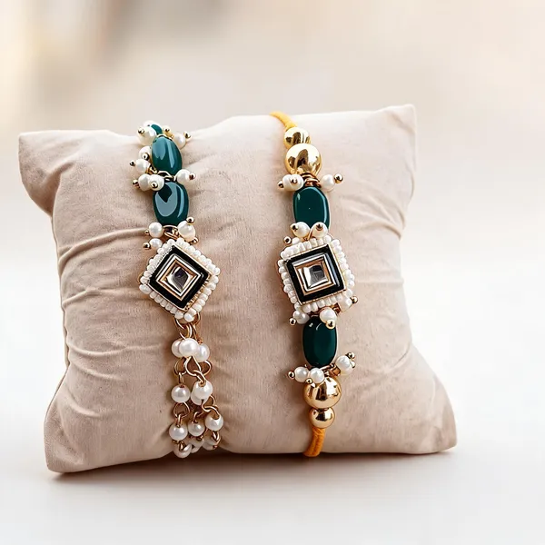 Green_And_White_Rakhi,_Lumba,_Bracelet,_Chawal_Roli_Pack_Alloy_For_Brother_And_Sister-In-Law_Pack_Of_2