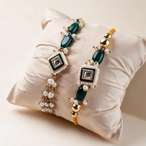 Green_And_White_Rakhi,_Lumba,_Bracelet,_Bluetooth_Rakhi,_Chawal_Roli_Pack_Alloy_For_Brother_And_Sister-In-Law_Pack_Of_2