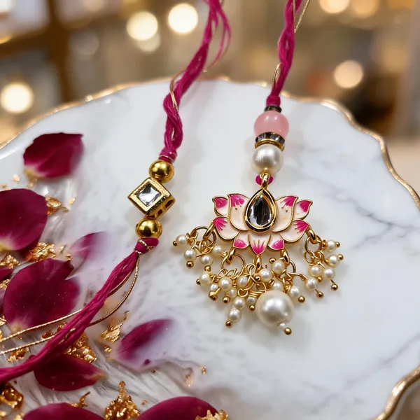 Pink_And_White_Rakhi,_Bracelet_Alloy_For_Brother_And_Sister-In-Law_Pack_Of_2