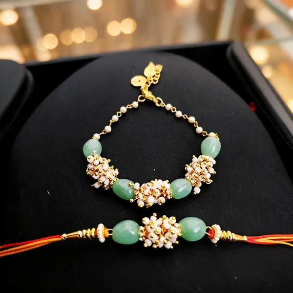 Lion_Green_Rakhi,_Lumba,_Bracelet,_Chawal_Roli_Pack_Alloy_For_Brother_And_Sister-In-Law_Pack_Of_2