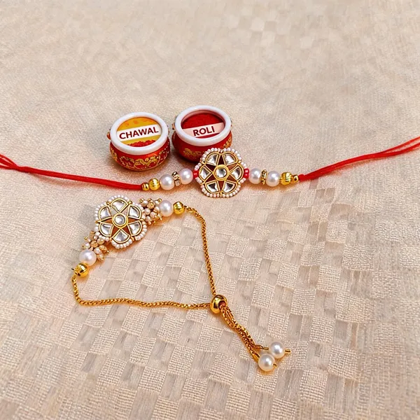White_Rakhi,_Lumba,_Bracelet,_Chawal_Roli_Pack_Alloy_For_Brother_And_Sister-In-Law_Pack_Of_1