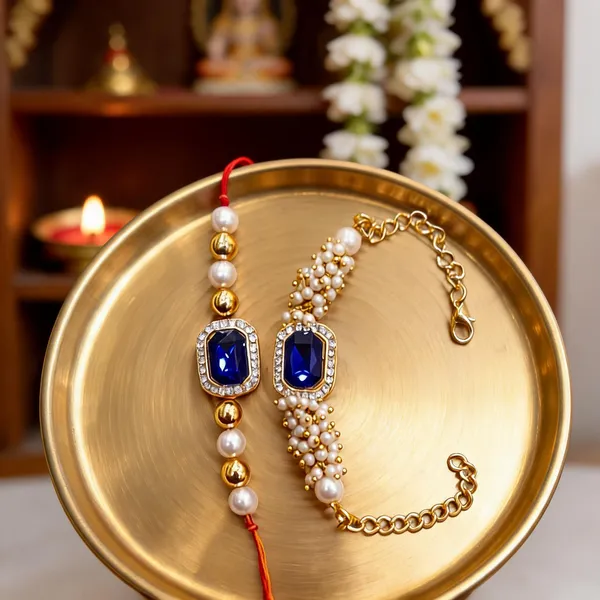 Blue_And_Golden_And_White_Rakhi,_Lumba_Alloy_For_Brother_And_Sister-In-Law_Pack_Of_2