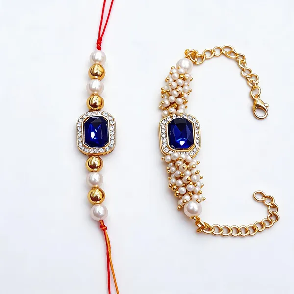 Blue_And_Golden_And_White_Rakhi,_Lumba_Alloy_For_Brother_And_Sister-In-Law_Pack_Of_2
