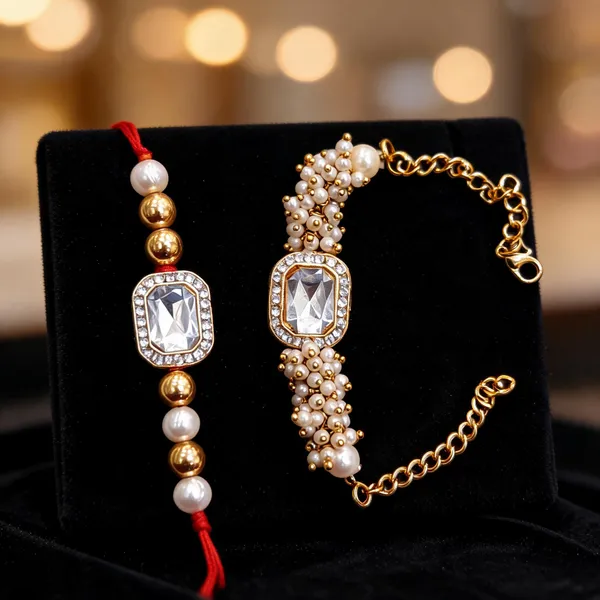 White_Rakhi,_Lumba,_Bracelet,_Bluetooth_Rakhi,_Chawal_Roli_Pack_Alloy_For_Brother_And_Sister-In-Law_Pack_Of_2
