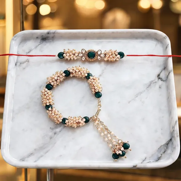 Green_And_Red_Rakhi,_Lumba,_Bracelet_Alloy_For_Brother_And_Sister-In-Law_Pack_Of_2