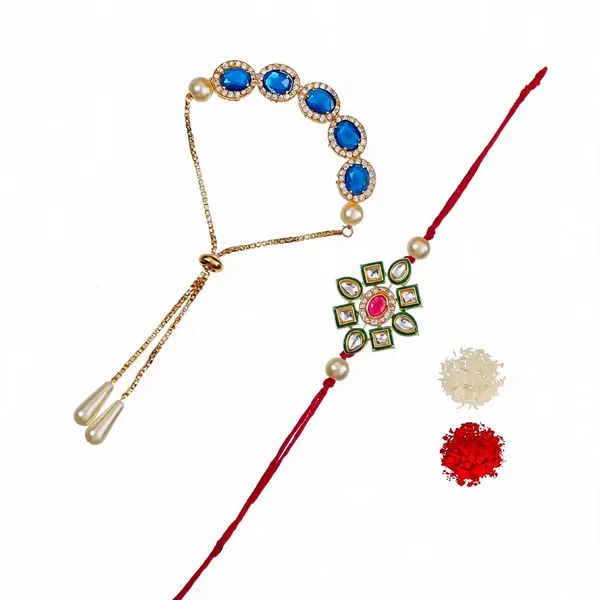 Blue_And_White_Rakhi_Alloy_For_Brother_And_Sister-In-Law_Pack_Of_2