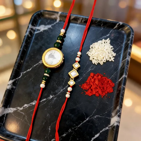 Red_And_White_Rakhi,_Lumba,_Bracelet,_Bluetooth_Rakhi,_Chawal_Roli_Pack_Alloy_For_Brother_And_Sister-In-Law_Pack_Of_2