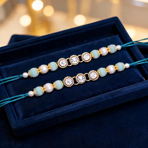 Sky_Blue_And_Golden_Rakhi,_Lumba,_Bracelet,_Bluetooth_Rakhi,_Chawal_Roli_Pack_Alloy_For_Unisex_Pack_Of_2