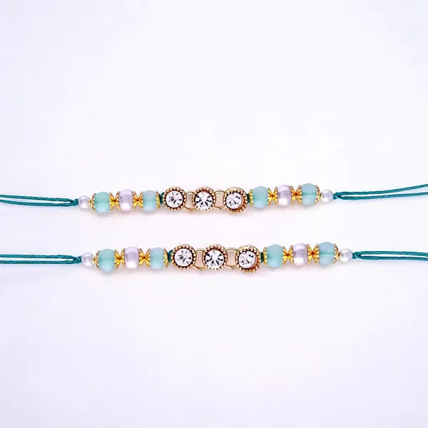 Sky_Blue_And_Golden_Rakhi,_Lumba,_Bracelet,_Bluetooth_Rakhi,_Chawal_Roli_Pack_Alloy_For_Unisex_Pack_Of_2