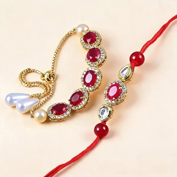Yellow_Rakhi,_Bracelet_Alloy_For_Brother_And_Sister-In-Law_Pack_Of_2
