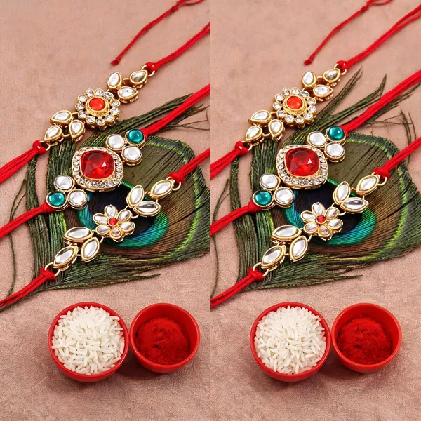 Red_And_White_Rakhi,_Lumba,_Bracelet,_Chawal_Roli_Pack_Alloy_For_Brother_And_Sister-In-Law_Pack_Of_2