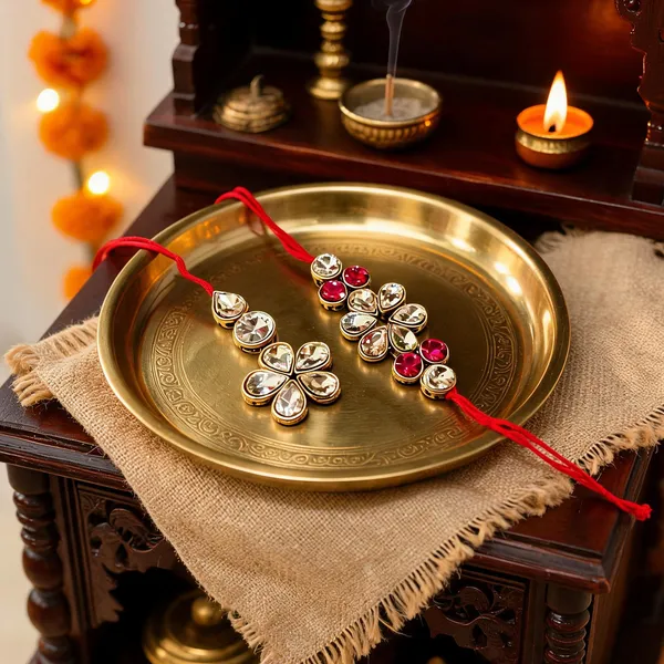 White_And_Dark_Pink_Rakhi_Alloy_For_Brother_And_Sister-In-Law_Pack_Of_2