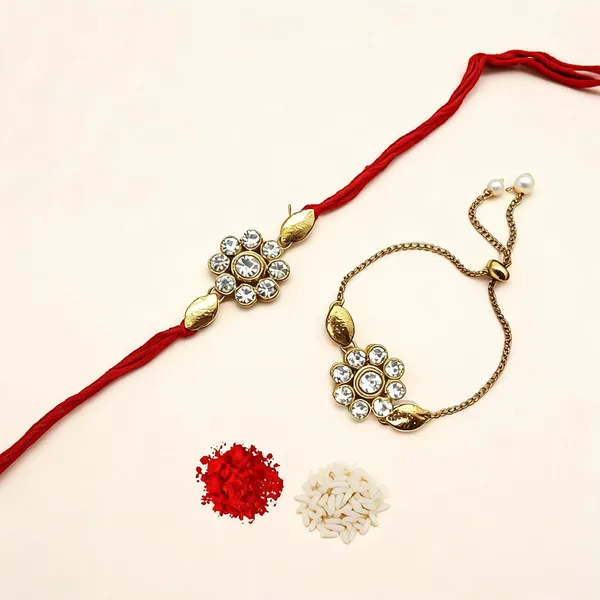White_Rakhi_Alloy_For_Brother_And_Sister-In-Law_Pack_Of_2