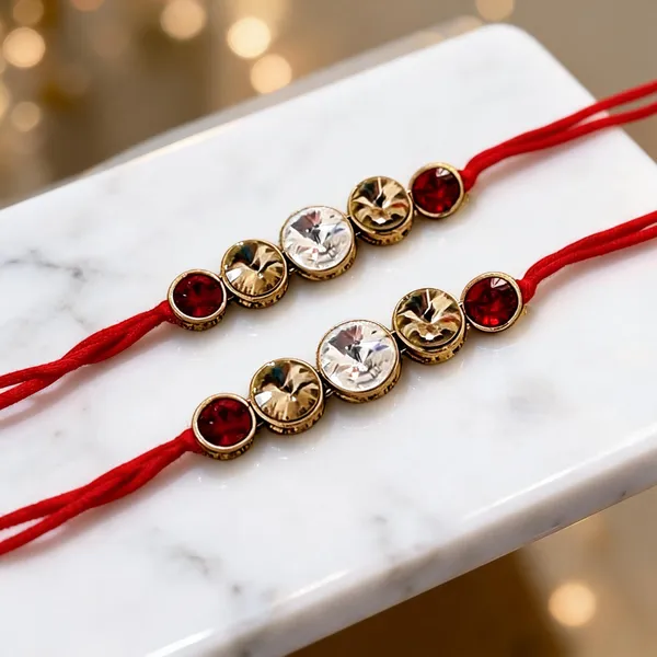 Multicolor_Rakhi,_Lumba,_Bracelet_Alloy_For_Brother_And_Sister-In-Law_Pack_Of_2