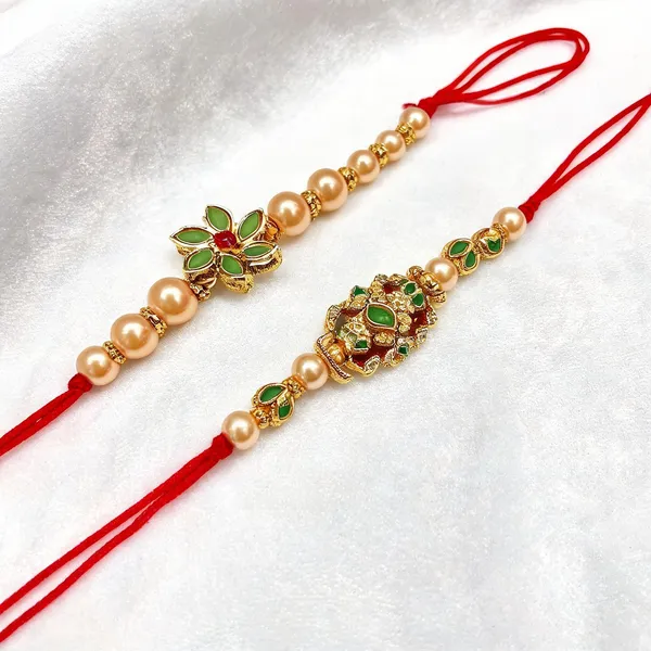 White_And_Maroon_Rakhi,_Lumba,_Bracelet_Alloy_For_Brother_And_Sister-In-Law_Pack_Of_2