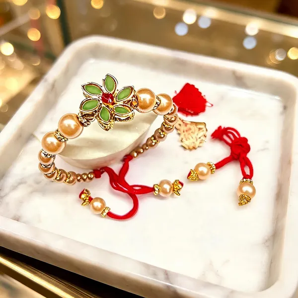 White_And_Maroon_Rakhi,_Lumba,_Bracelet_Alloy_For_Brother_And_Sister-In-Law_Pack_Of_2