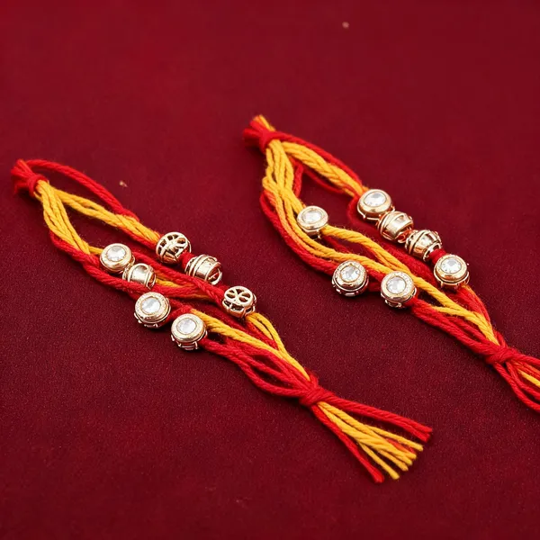 White_And_Maroon_Rakhi,_Lumba,_Bracelet_Alloy_For_Brother_And_Sister-In-Law_Pack_Of_2