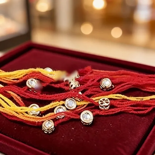 White_And_Maroon_Rakhi,_Lumba,_Bracelet_Alloy_For_Brother_And_Sister-In-Law_Pack_Of_2