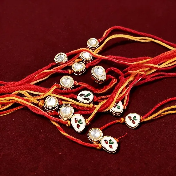 White_Rakhi,_Lumba,_Bracelet_Alloy_For_Brother_And_Sister-In-Law_Pack_Of_2