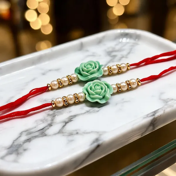 Red_And_White_Rakhi,_Lumba,_Bracelet_Alloy_For_Brother_And_Sister-In-Law_Pack_Of_2