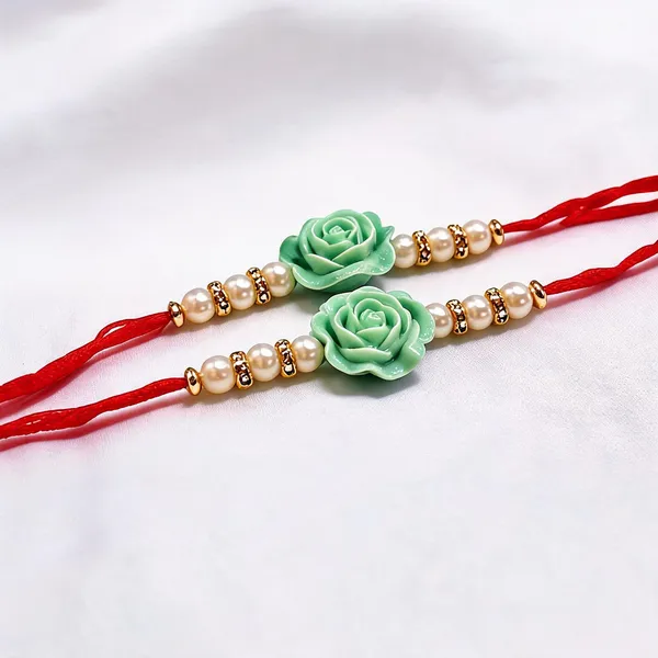 Red_And_White_Rakhi,_Lumba,_Bracelet_Alloy_For_Brother_And_Sister-In-Law_Pack_Of_2