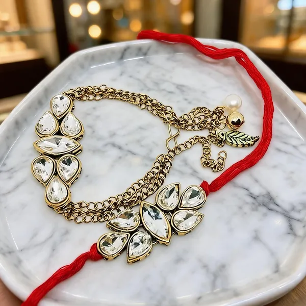 White_And_Red_Rakhi,_Lumba,_Bracelet_Alloy_For_Brother_And_Sister-In-Law_Pack_Of_2