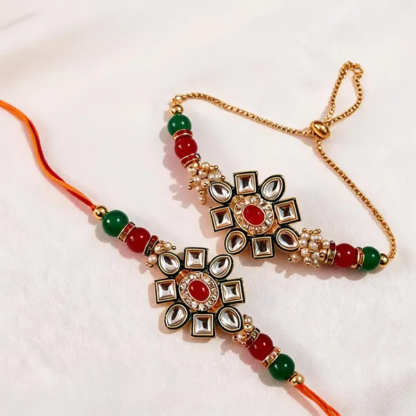 White_Rakhi,_Bracelet_Alloy_For_Brother_And_Sister-In-Law_Pack_Of_2