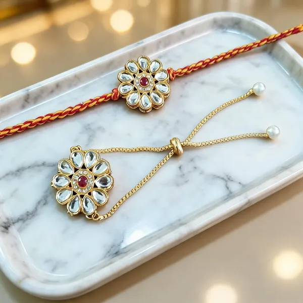 Multicolor_Rakhi,_Lumba,_Bracelet_Alloy_For_Brother_And_Sister-In-Law_Pack_Of_2