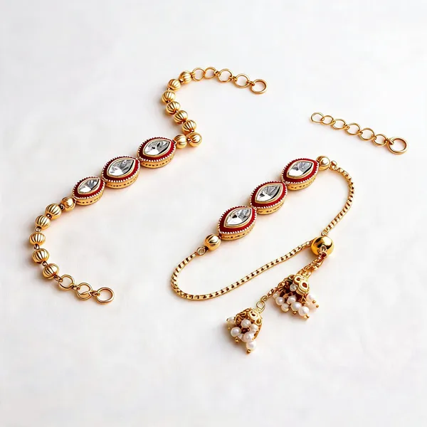 White_And_Maroon_Rakhi,_Bracelet_Alloy_For_Brother_And_Sister-In-Law_Pack_Of_2
