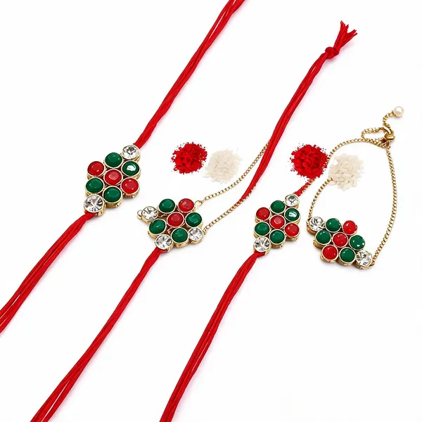 Red_And_Green_Rakhi,_Chawal_Roli_Pack_Alloy_For_Women_And_Men_Pack_Of_2