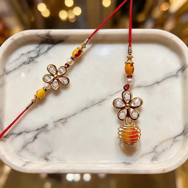 Yellow_Rakhi,_Lumba,_Bracelet_Alloy_For_Unisex_Pack_Of_2