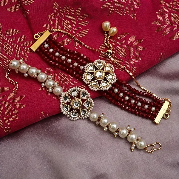 Maroon_Rakhi,_Bracelet_Alloy_For_Brother_And_Sister-In-Law_Pack_Of_2