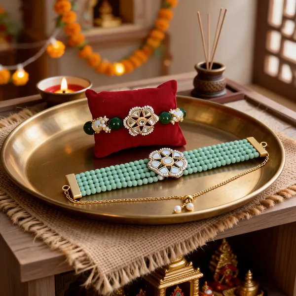 Light_Green_Rakhi_Alloy_For_Brother_And_Sister-In-Law_Pack_Of_1
