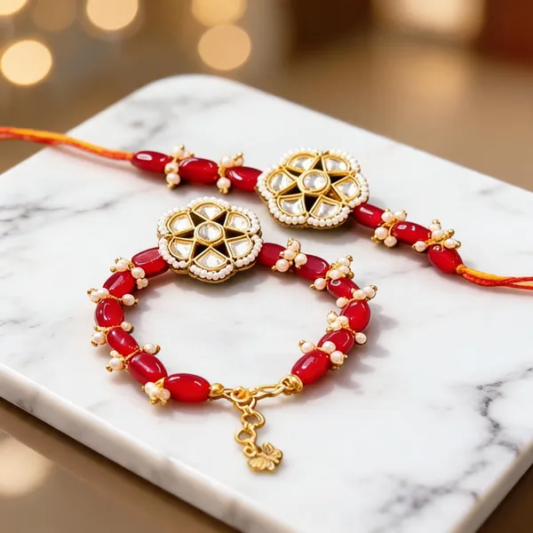 Red_And_White_Rakhi,_Lumba,_Bracelet,_Thali,_Chawal_Roli_Pack_Alloy_For_Brother_And_Sister-In-Law_Pack_Of_1