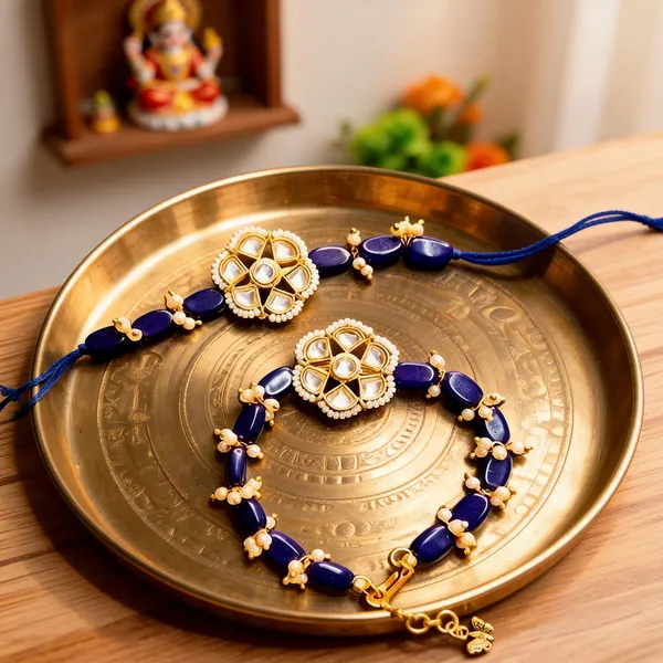 Blue_And_White_Rakhi,_Lumba_Alloy_For_Brother_And_Sister-In-Law_Pack_Of_1