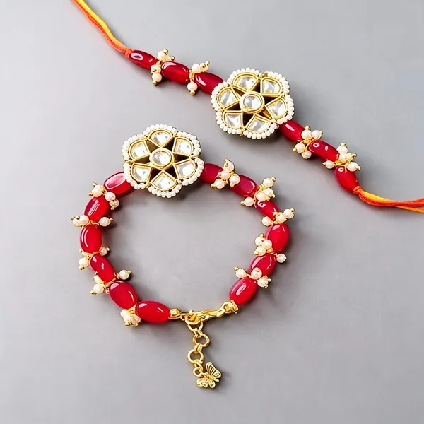 Maroon_Rakhi,_Bracelet_Alloy_For_Brother_And_Sister-In-Law_Pack_Of_2