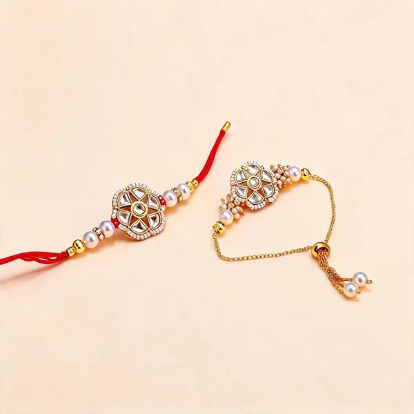 White_Rakhi,_Bracelet_Alloy_For_Brother_And_Sister-In-Law_Pack_Of_2