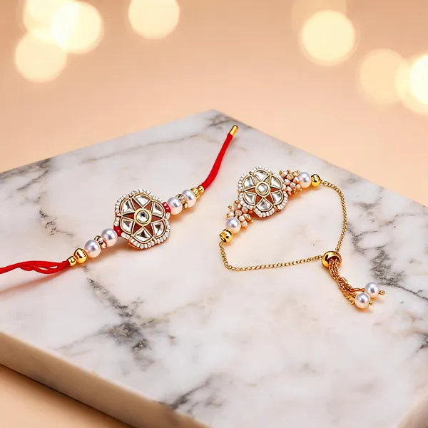 White_Rakhi,_Bracelet_Alloy_For_Brother_And_Sister-In-Law_Pack_Of_2