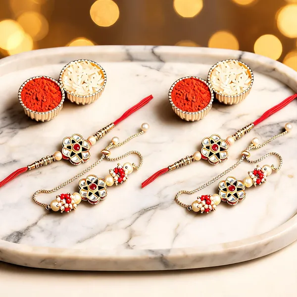Maroon_And_White_Rakhi,_Bracelet,_Chawal_Roli_Pack_Alloy_For_Brother_And_Sister-In-Law_Pack_Of_2