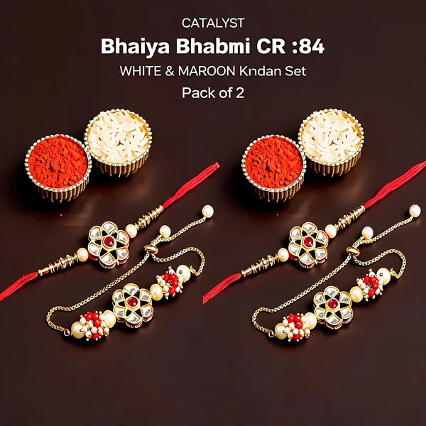 Maroon_And_White_Rakhi,_Bracelet,_Chawal_Roli_Pack_Alloy_For_Brother_And_Sister-In-Law_Pack_Of_2