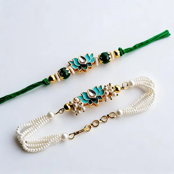 Green_And_White_Rakhi_Alloy_For_Brother_And_Sister-In-Law_Pack_Of_2