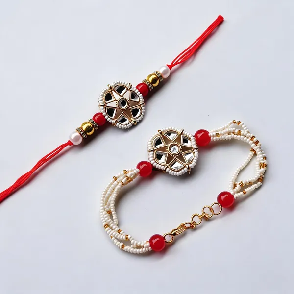 Red_And_White_Rakhi_Alloy_For_Brother_And_Sister-In-Law_Pack_Of_2