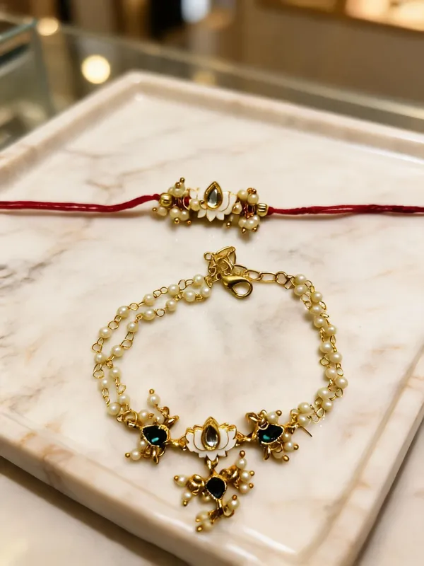 White_Rakhi,_Lumba,_Bracelet_Alloy_For_Brother_And_Sister-In-Law_Pack_Of_2